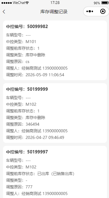 库存调整记录
